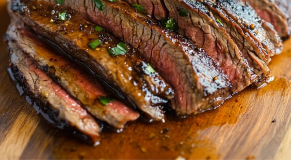 Sweet Garlic Bourbon Flank Steak