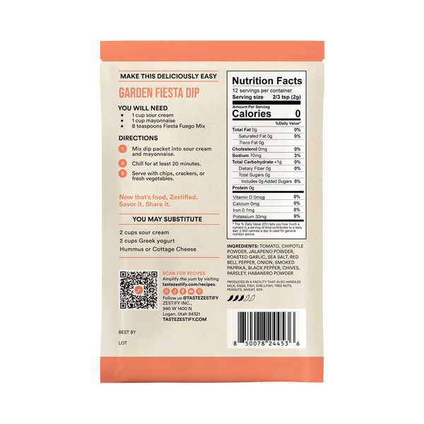 Fiesta Fuego Garden Medley Dip Mix - NEW